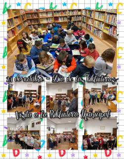 El alumnado de primaria ha visitado la biblioteca  municipal y ha leído sus cuentos inventados(1º,2º,3º curso) y escritos sobre "¿Qué es una biblioteca para mí? (4º,5º,6º cursos))
